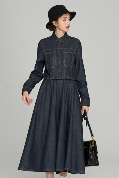 《もうひとつのダイアリー》クロップドデニムジャケット-Navy