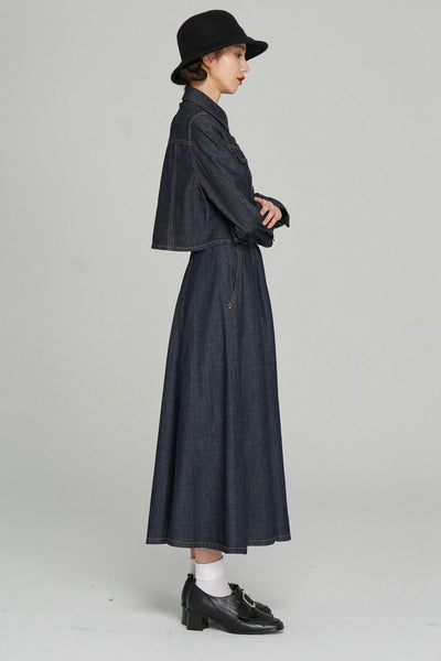 《もうひとつのダイアリー》クロップドデニムジャケット-Navy
