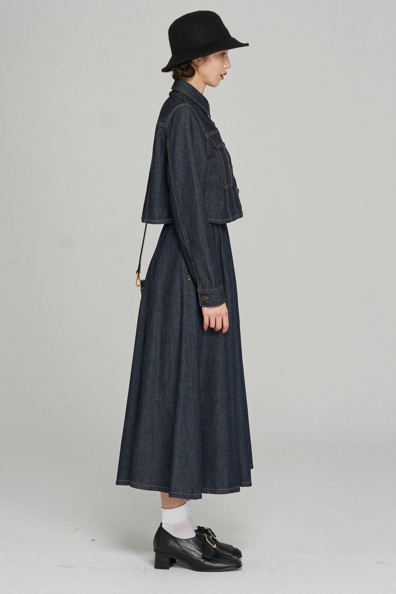 《もうひとつのダイアリー》クロップドデニムジャケット-Navy