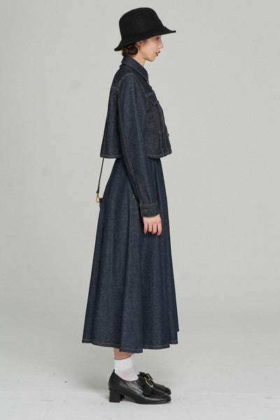 《もうひとつのダイアリー》クロップドデニムジャケット-Navy