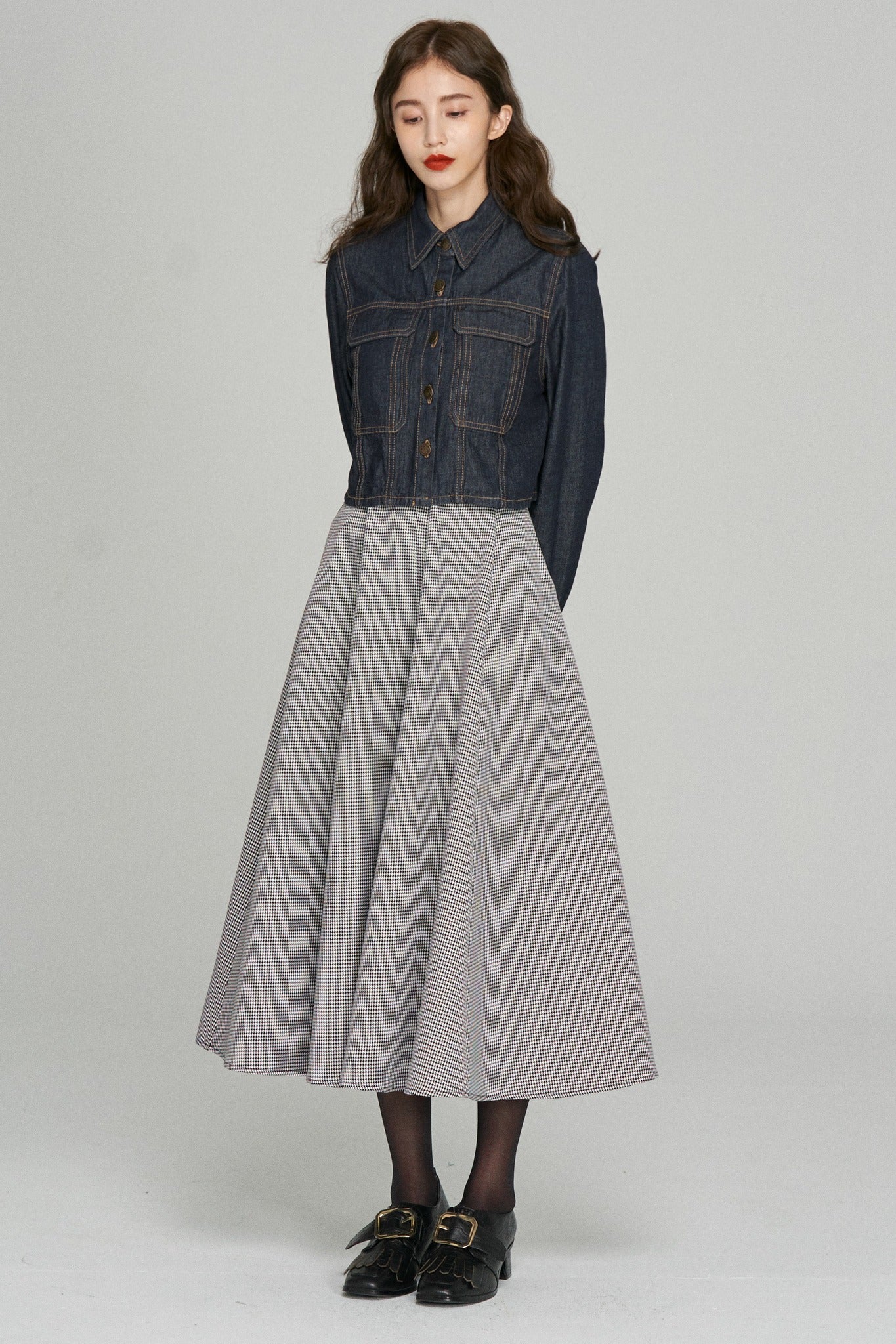 《もうひとつのダイアリー》クロップドデニムジャケット-Navy