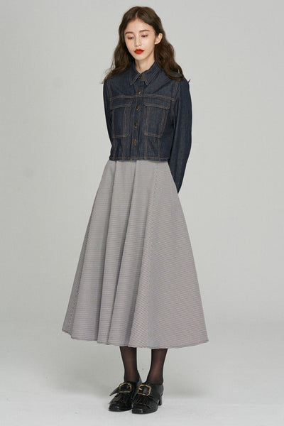 《もうひとつのダイアリー》クロップドデニムジャケット-Navy