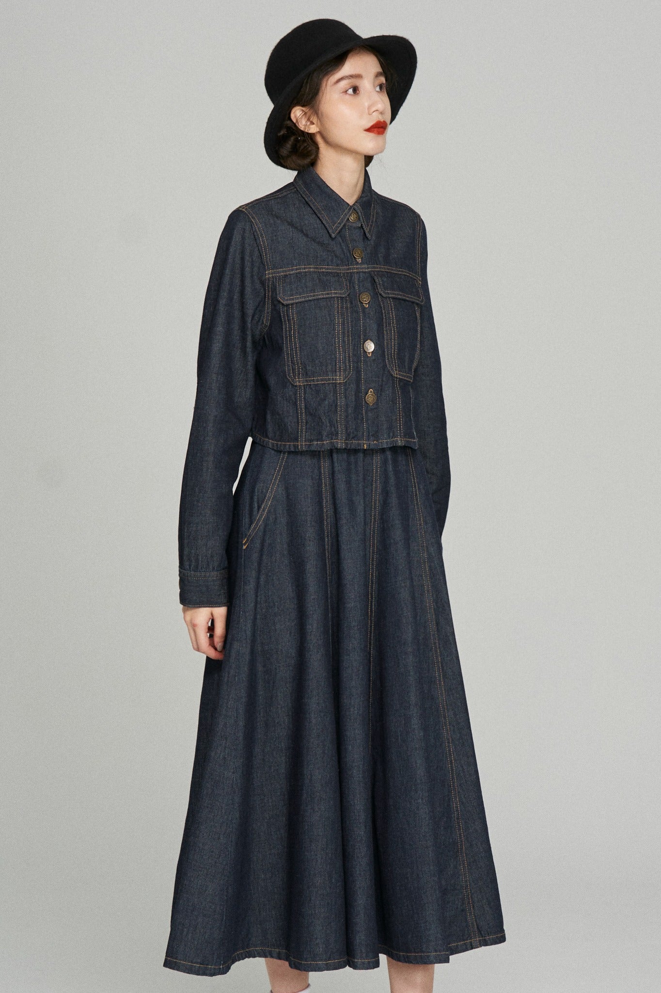 《もうひとつのダイアリー》クロップドデニムジャケット-Navy