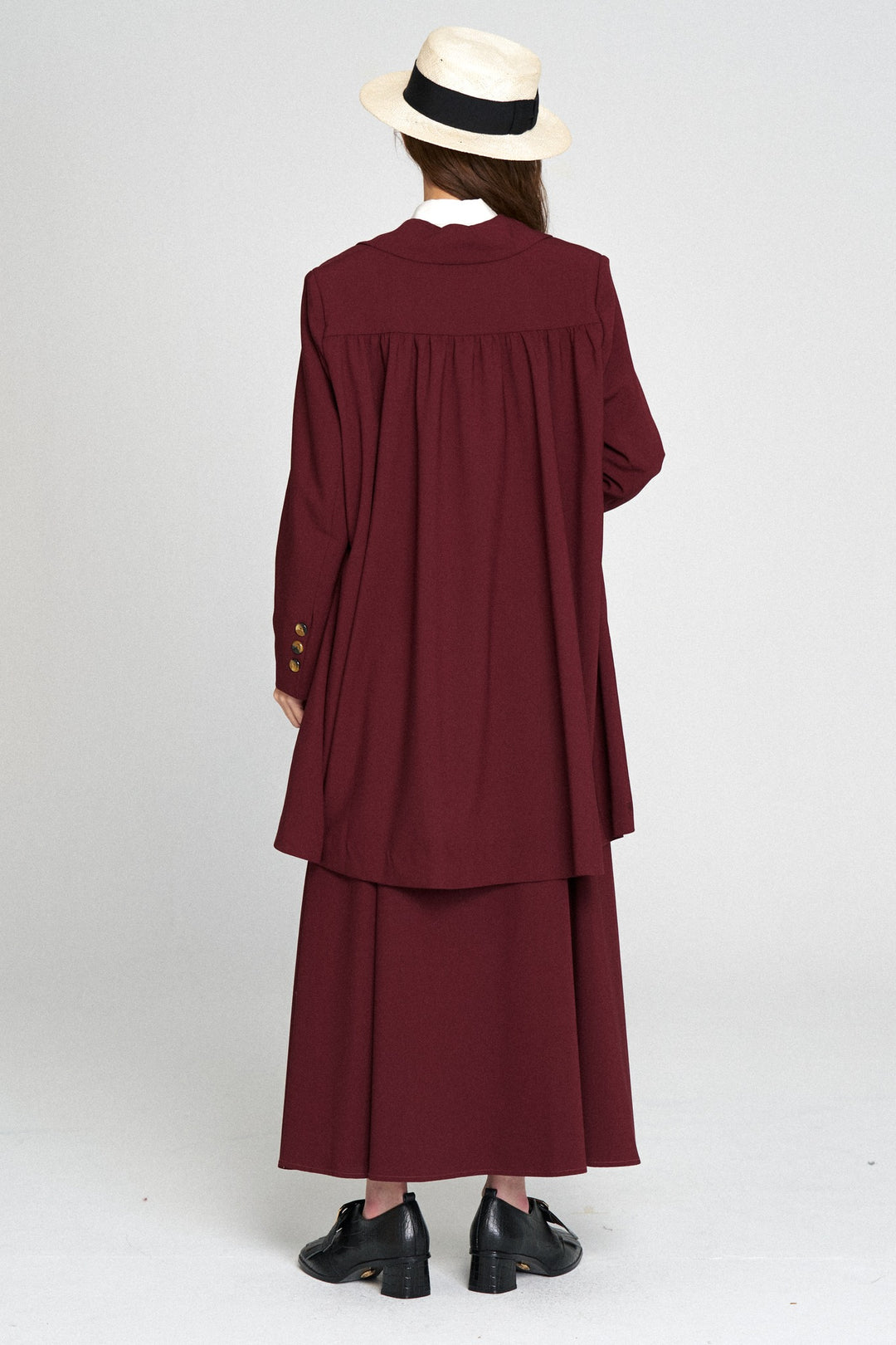 "Toy Train" High Waist Box Pleated Long Skirt