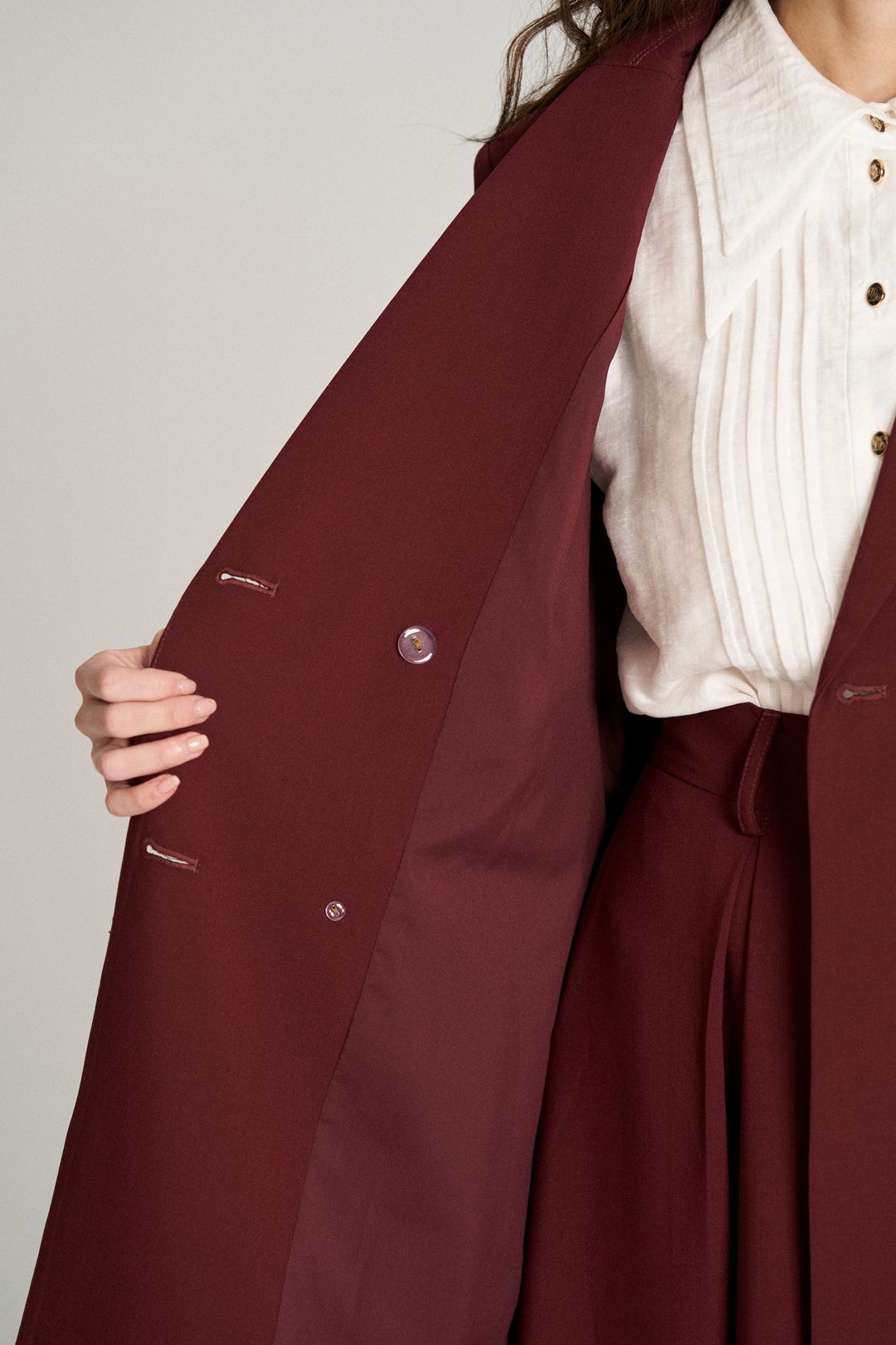 "Toy Train" High Waist Box Pleated Long Skirt