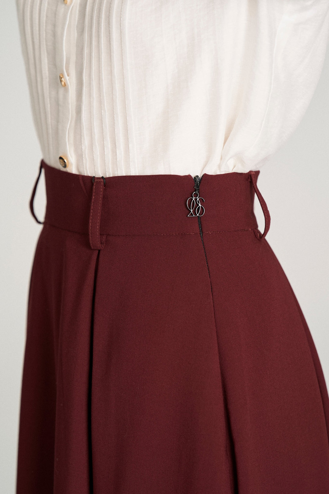 "Toy Train" High Waist Box Pleated Long Skirt