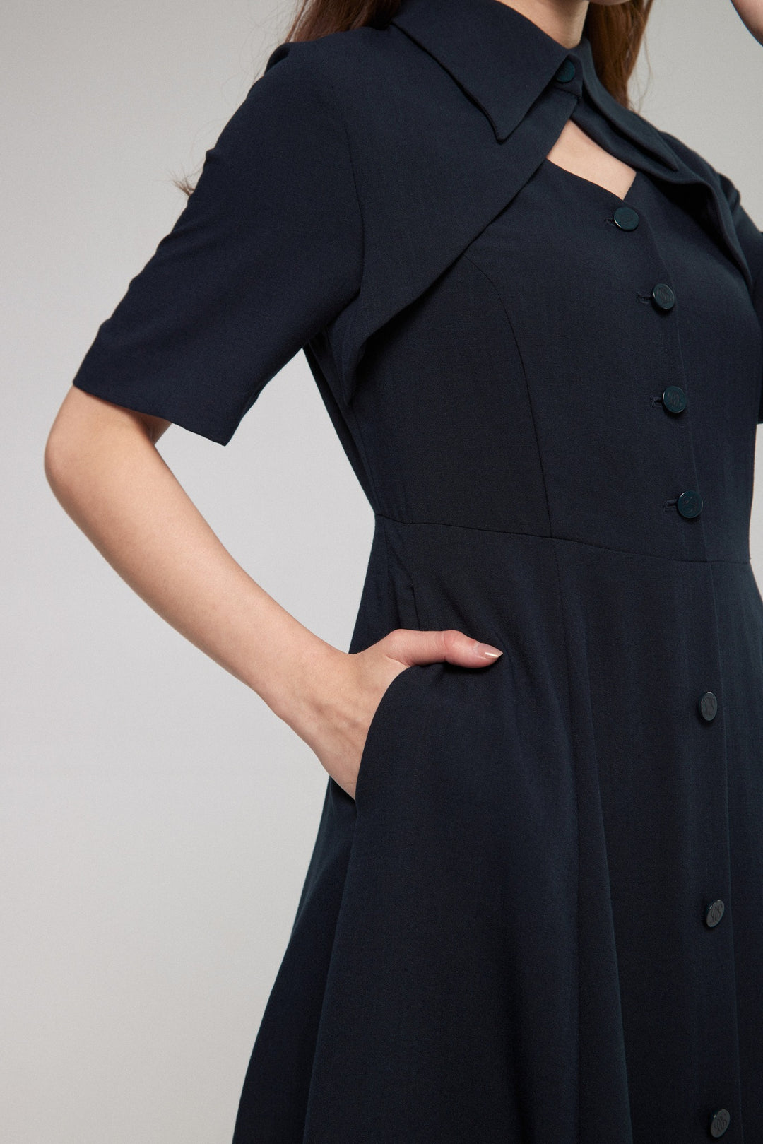 《魔法を一振りして》クラシカルシャツドレス-Navy