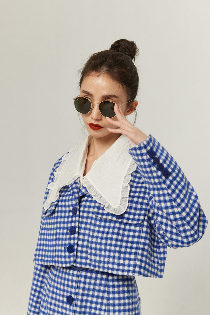 《メリーがまた嫉妬している》シースルーフリルブラウス-Off White