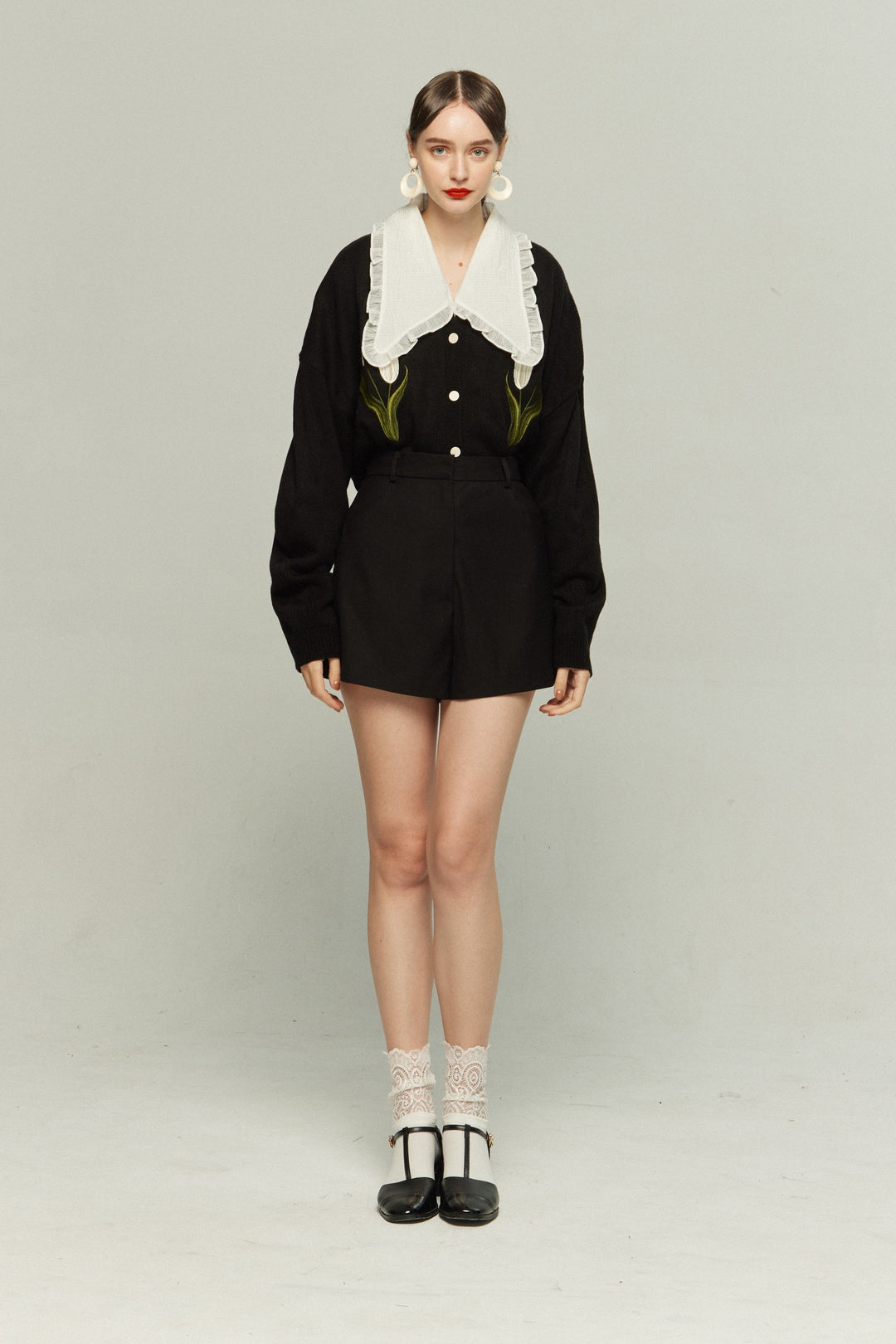 《メリーがまた嫉妬している》シースルーフリルブラウス-Off White