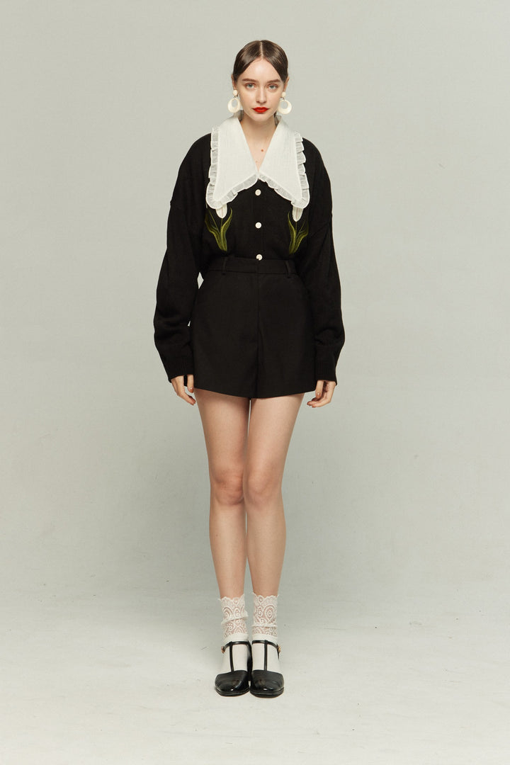 《メリーがまた嫉妬している》シースルーフリルブラウス-Off White