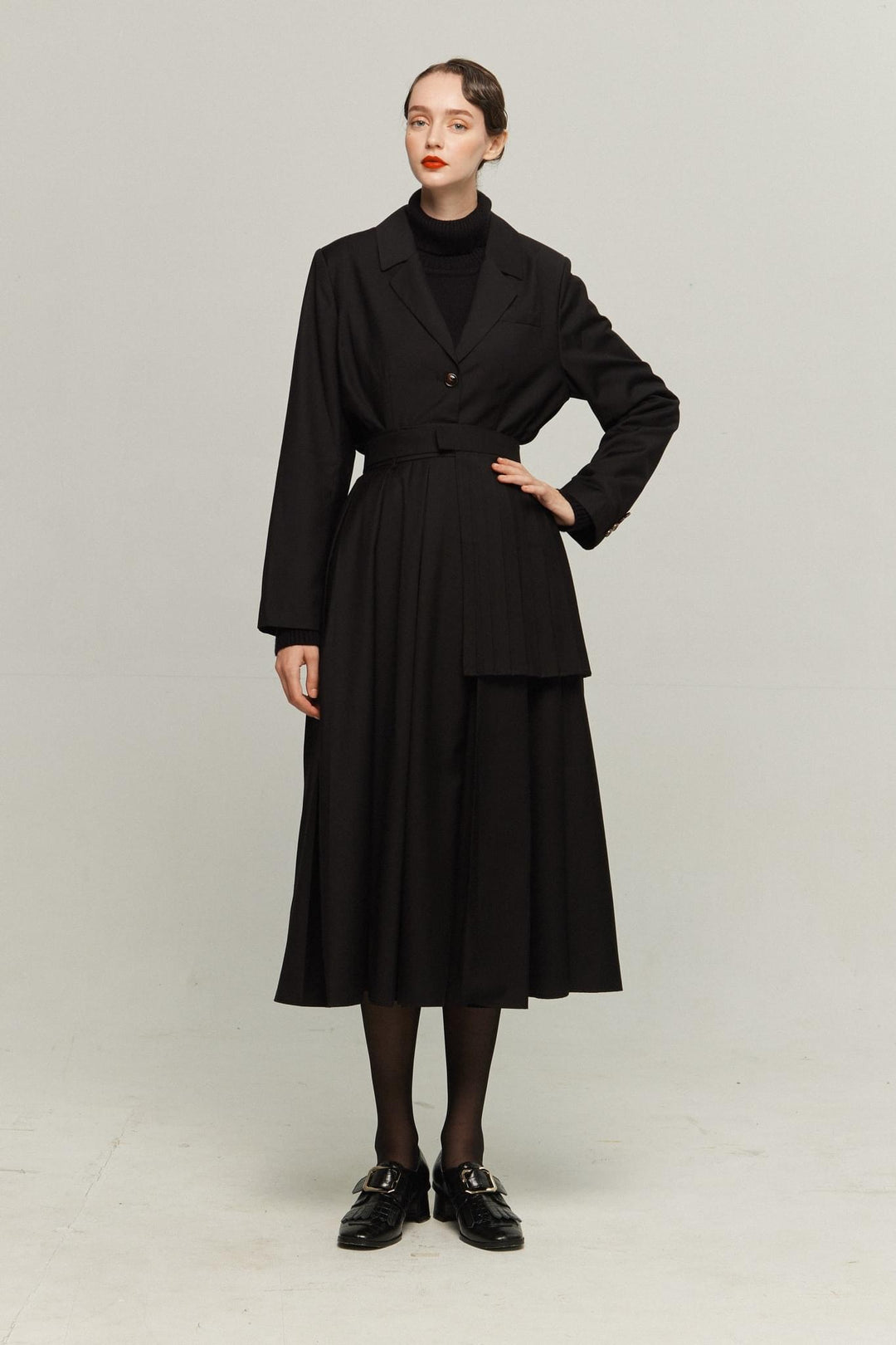 《I have to hang up the phone》High waist box pleat skirt (Copy)