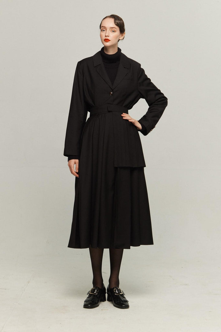 《I have to hang up the phone》High waist box pleat skirt (Copy)