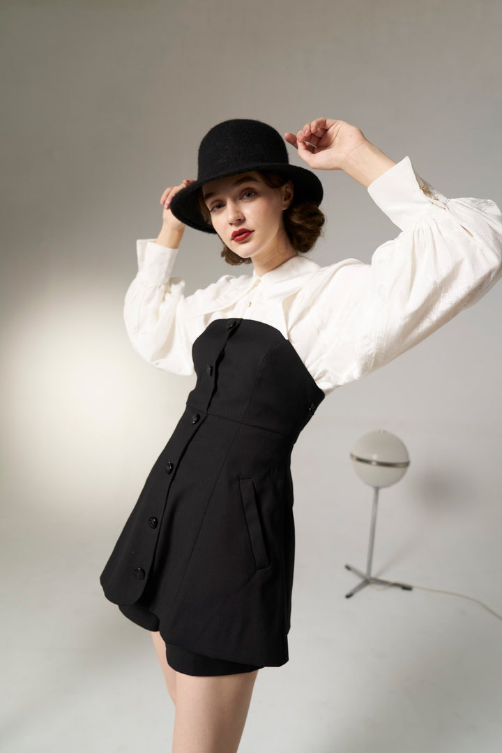 《羊皮紙に書いて》ハイウエストショートパンツ-Black