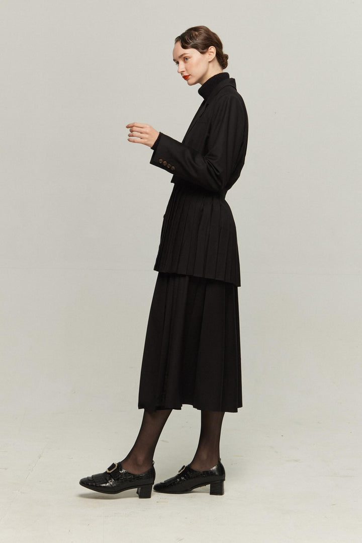 《I have to hang up the phone》High waist box pleat skirt (Copy)
