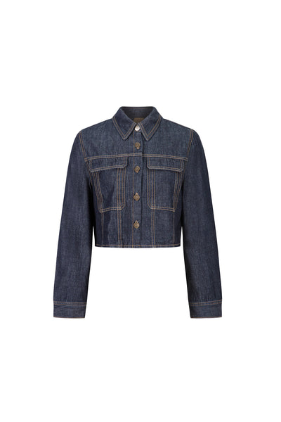 《もうひとつのダイアリー》クロップドデニムジャケット-Navy