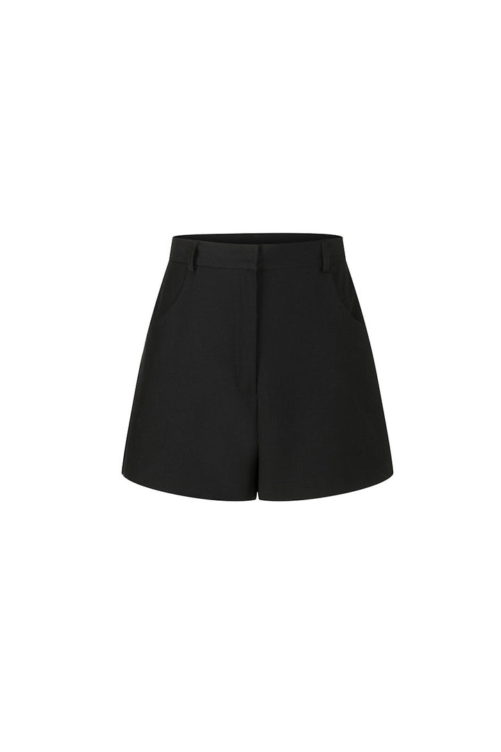 《羊皮紙に書いて》ハイウエストショートパンツ-Black