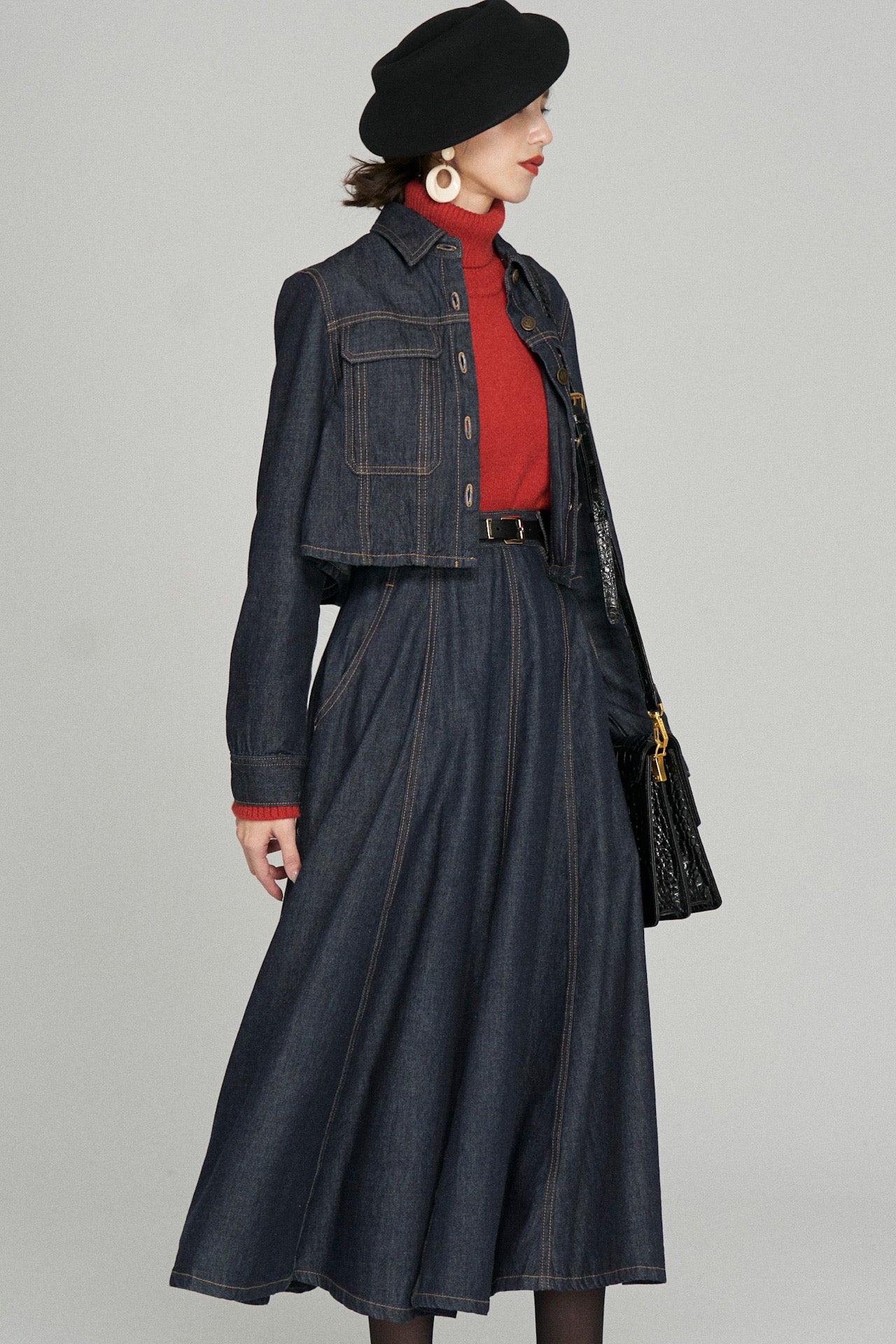 《もうひとつのダイアリー》クロップドデニムジャケット-Navy