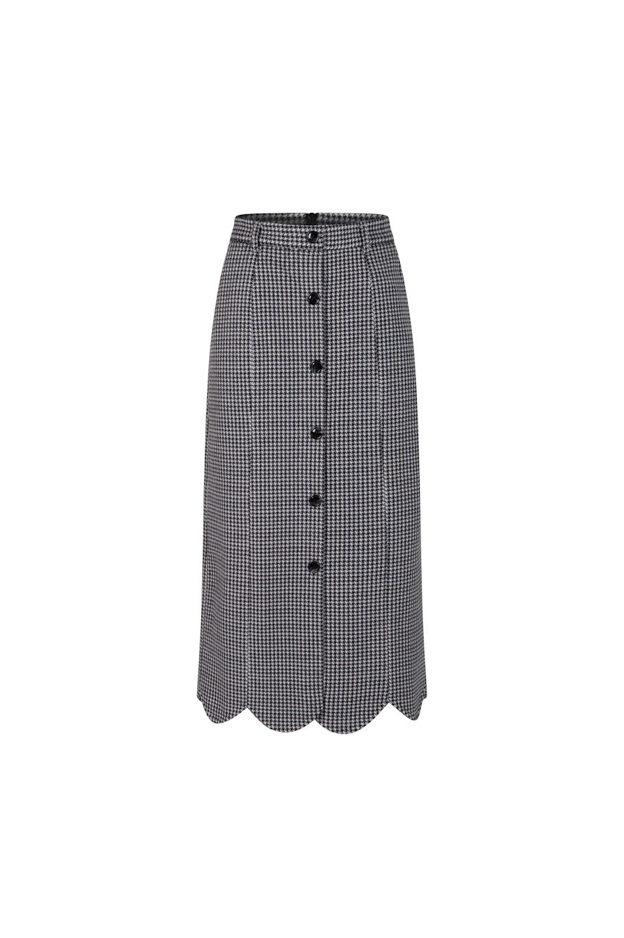 [Pinch your cheeks] High waist scallop design skirt-Coffee