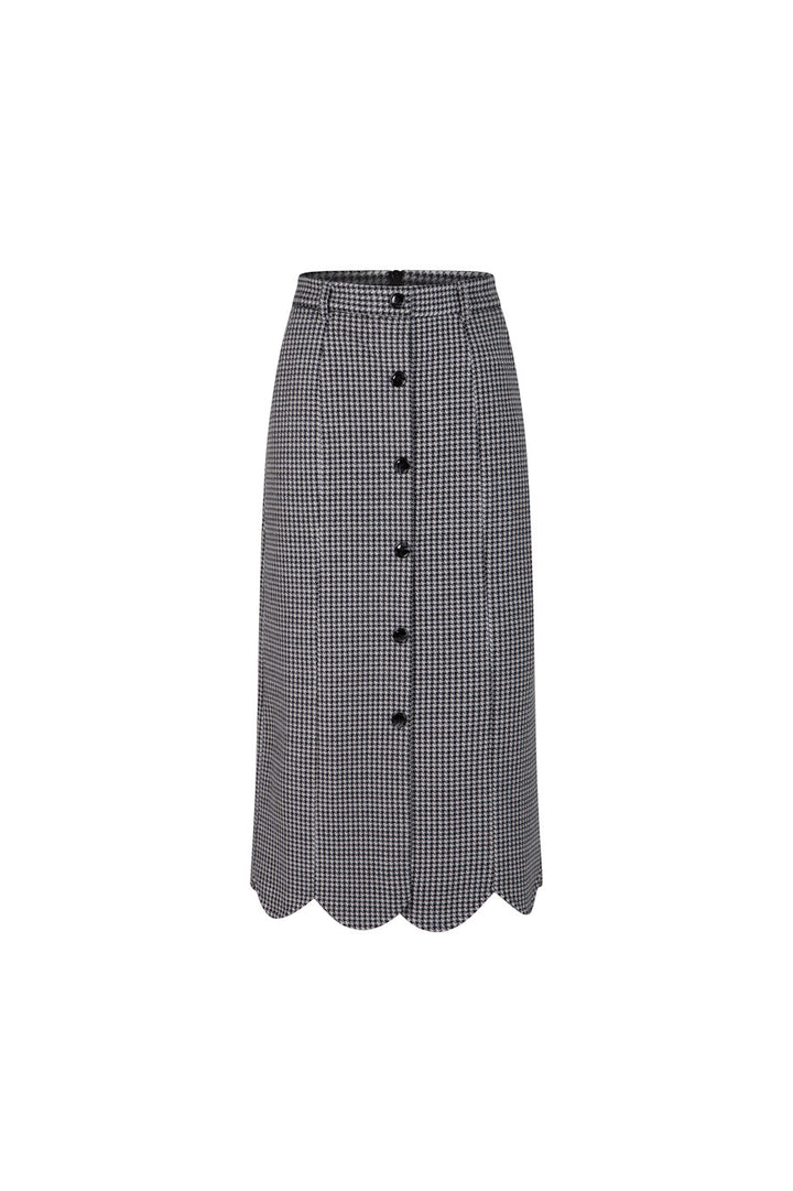 [Pinch your cheeks] High waist scallop design skirt-Coffee