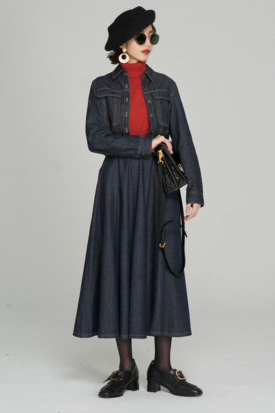 《もうひとつのダイアリー》クロップドデニムジャケット-Navy