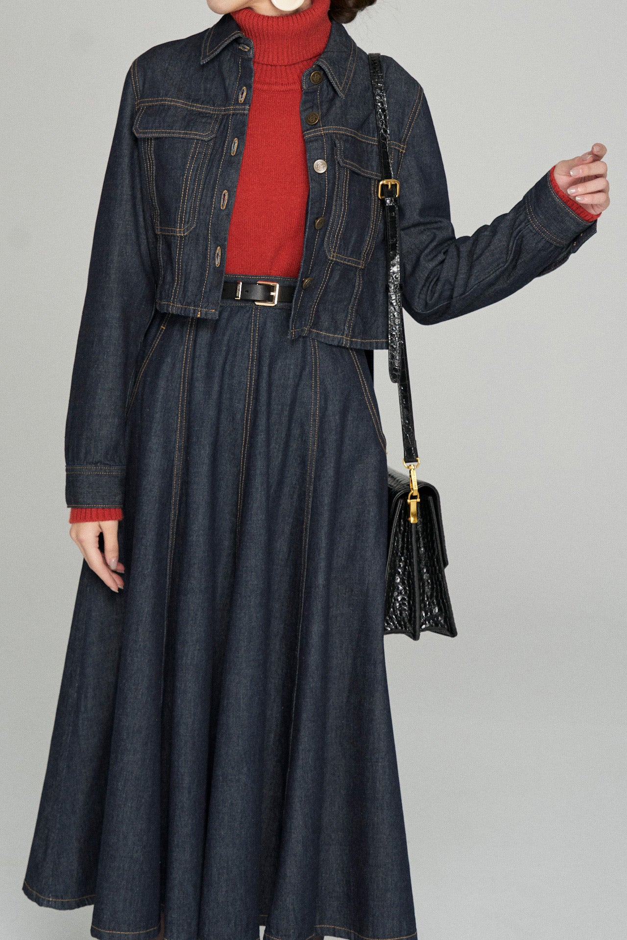 《もうひとつのダイアリー》クロップドデニムジャケット-Navy
