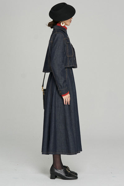 《もうひとつのダイアリー》クロップドデニムジャケット-Navy