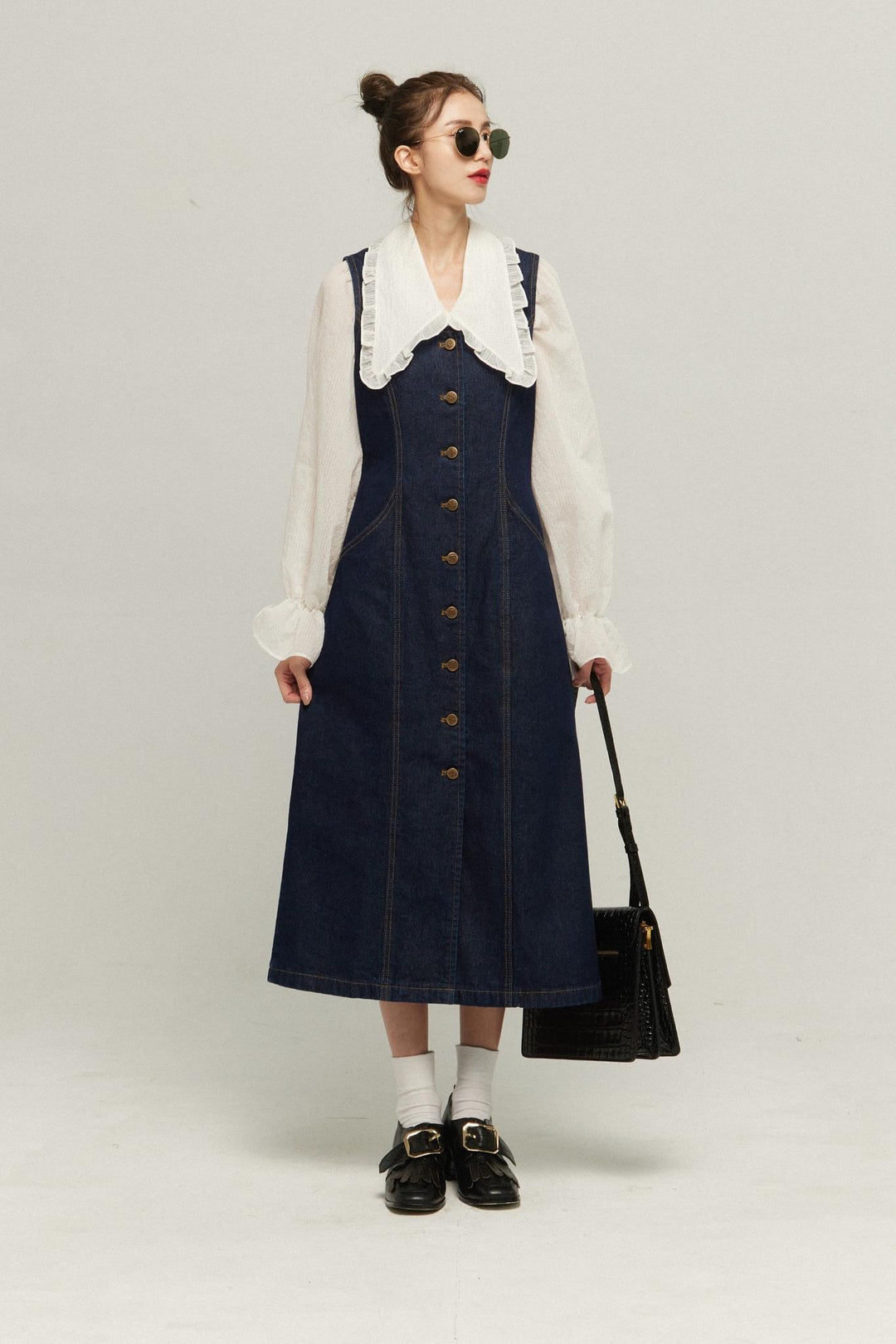 《メリーがまた嫉妬している》シースルーフリルブラウス-Off White