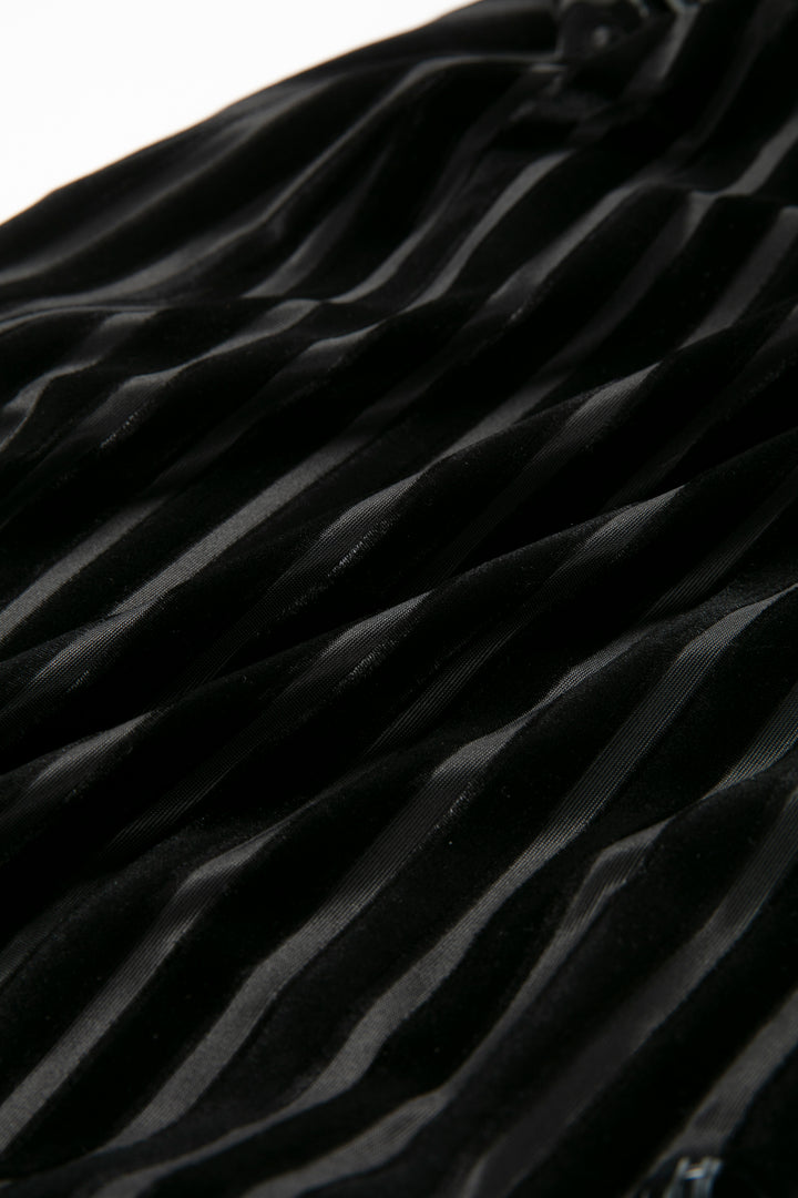 《上の階から物音がする》ベルベットストライプスカート-Black