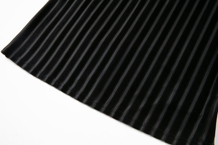 《上の階から物音がする》ベルベットストライプトップ-Black